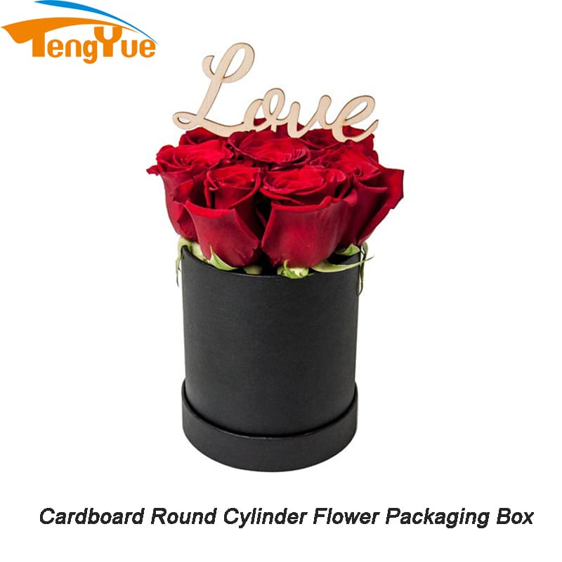 Custom Printed Cardboard Round Cylinder Flower Packaging Boxes