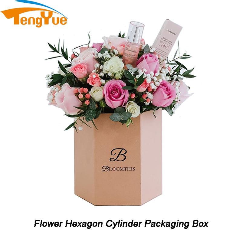 Custom Printed Cardboard Round Cylinder Flower Packaging Boxes